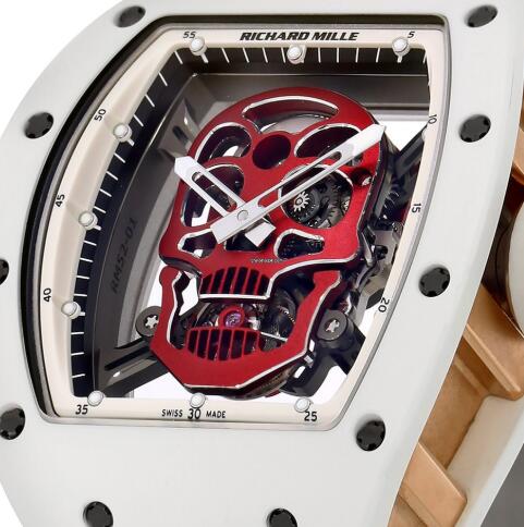 Richard Mille RM 52-01 Tourbillon Red Skull White Ceramic Replica Watch